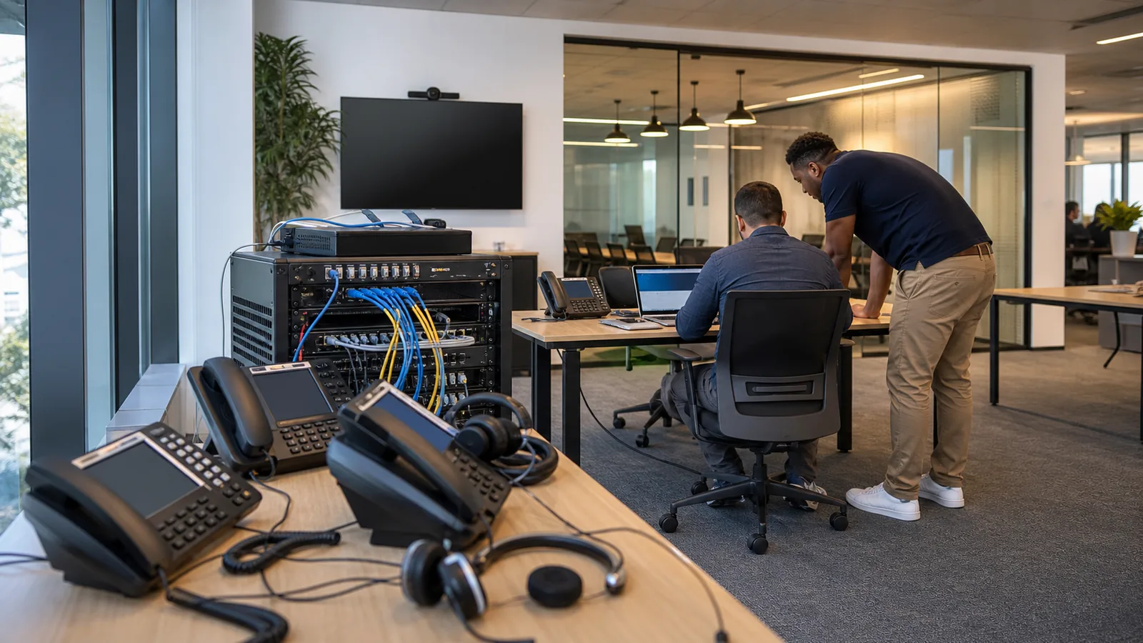 Long Island Security Camera Installation team reviewing IP camera and video operations requirements for AI MSP Melville — Camera Installation Handoff